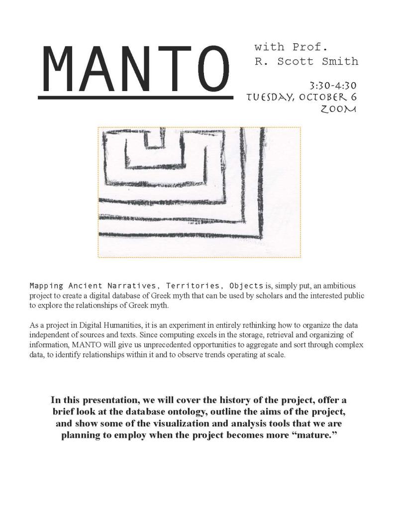 Flyer for Classics Coffee Hour on October 6, 2020