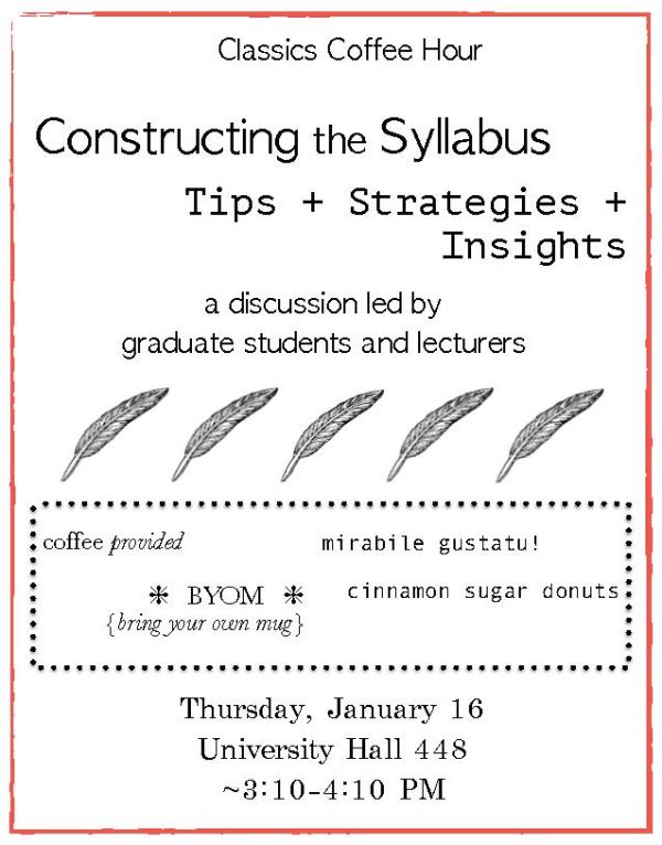 Flyer for Coffee Hour Event on January 16 2020