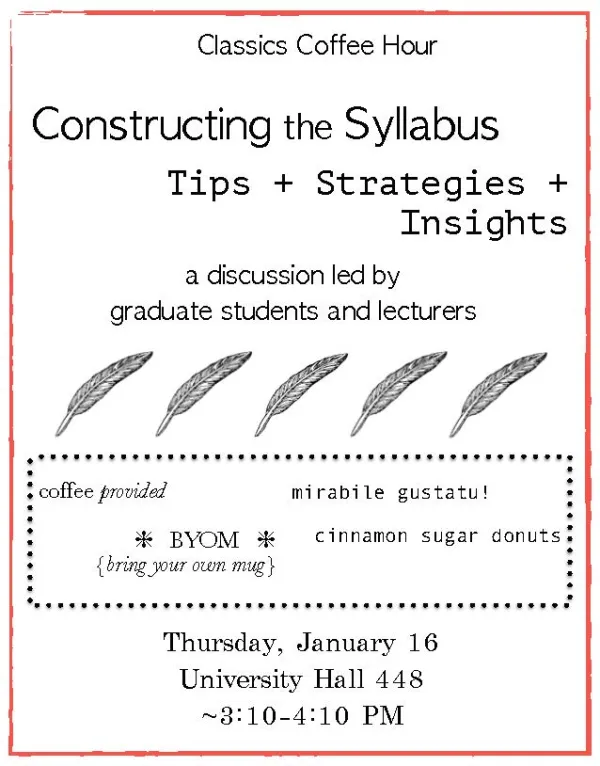 Flyer for Coffee Hour Event on January 16 2020