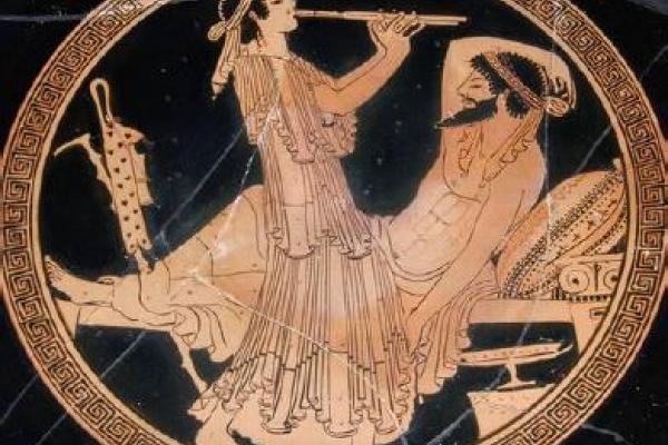 Scene of two people from a Greek vase
