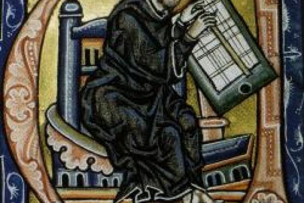 Artwork of a person with manuscript